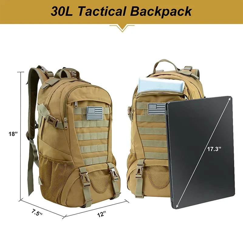 30L Military Style Backpack - HikeWare  Gear up for outdoor adventures with our rugged 30L Military Style Backpack. Designed for functionality, durability, and comfort.