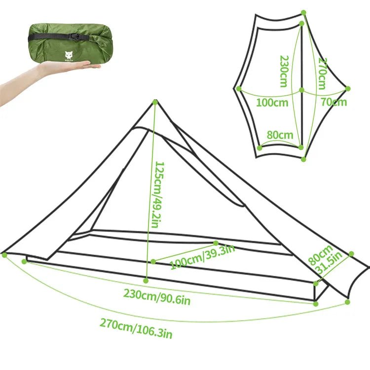 Night Cat Lightweight Tent Dimensions Diagram - Spacious and Durable Design, Available on HikeWare