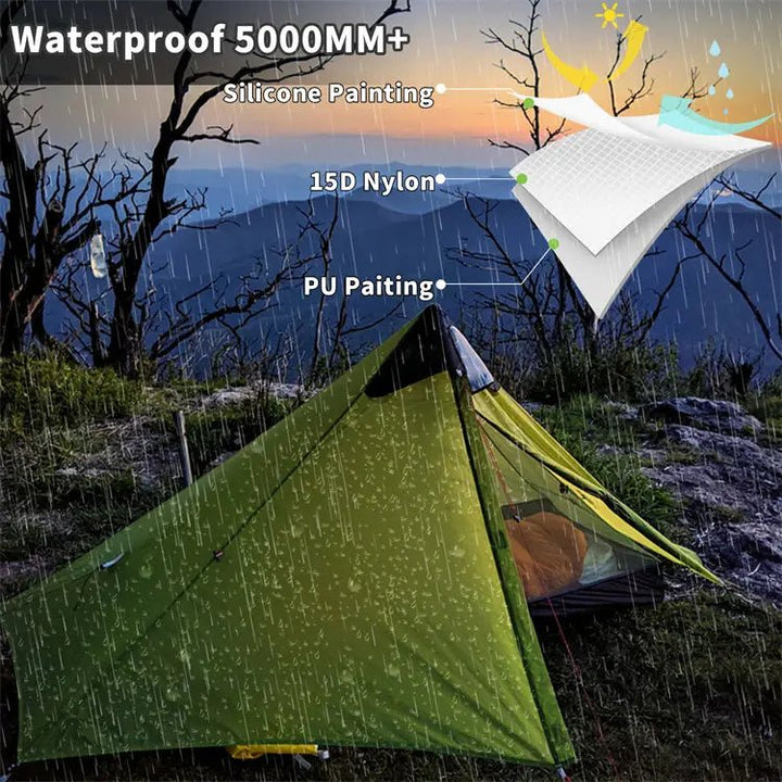 Night Cat Tent Showcasing Waterproof Technology with 5000MM+ Silicone and PU Coating on 15D Nylon Fabric - Available on HikeWare