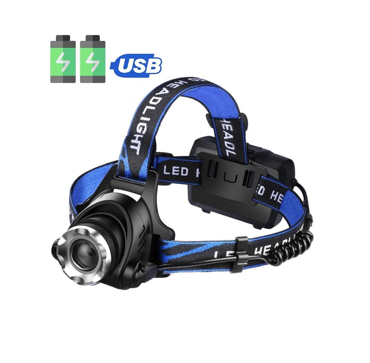10W LED Headlamp Rechargeable - 100,000 Lumen Waterproof Head Light For Outdoor Activities Waterproof Headlamp