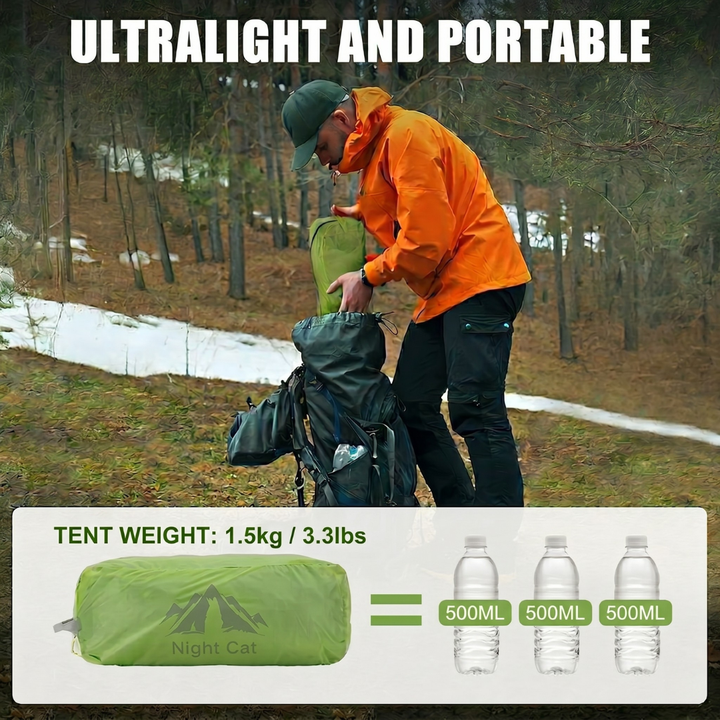 Night Cat 1 Person Ultralight Tunnel Tent – 1.5kg Waterproof - HikeWare  