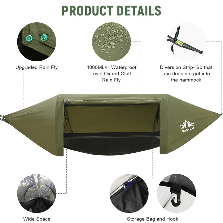 Night Cat Hammock Tent packed into carry bag, HikeWare