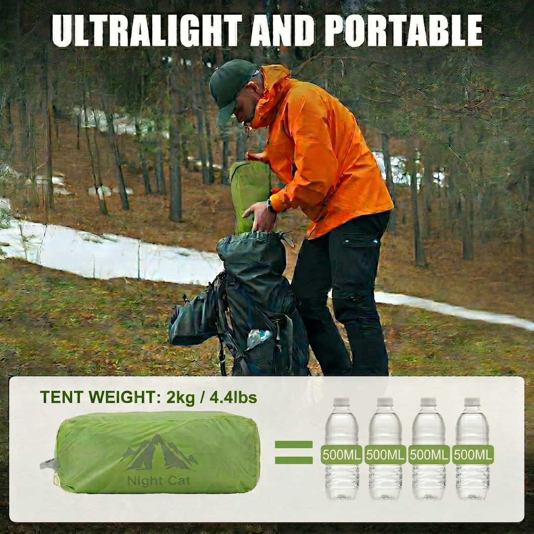 Night Cat 2 Person Ultralight Tunnel Tent – 2.1kg Waterproof - HikeWare  