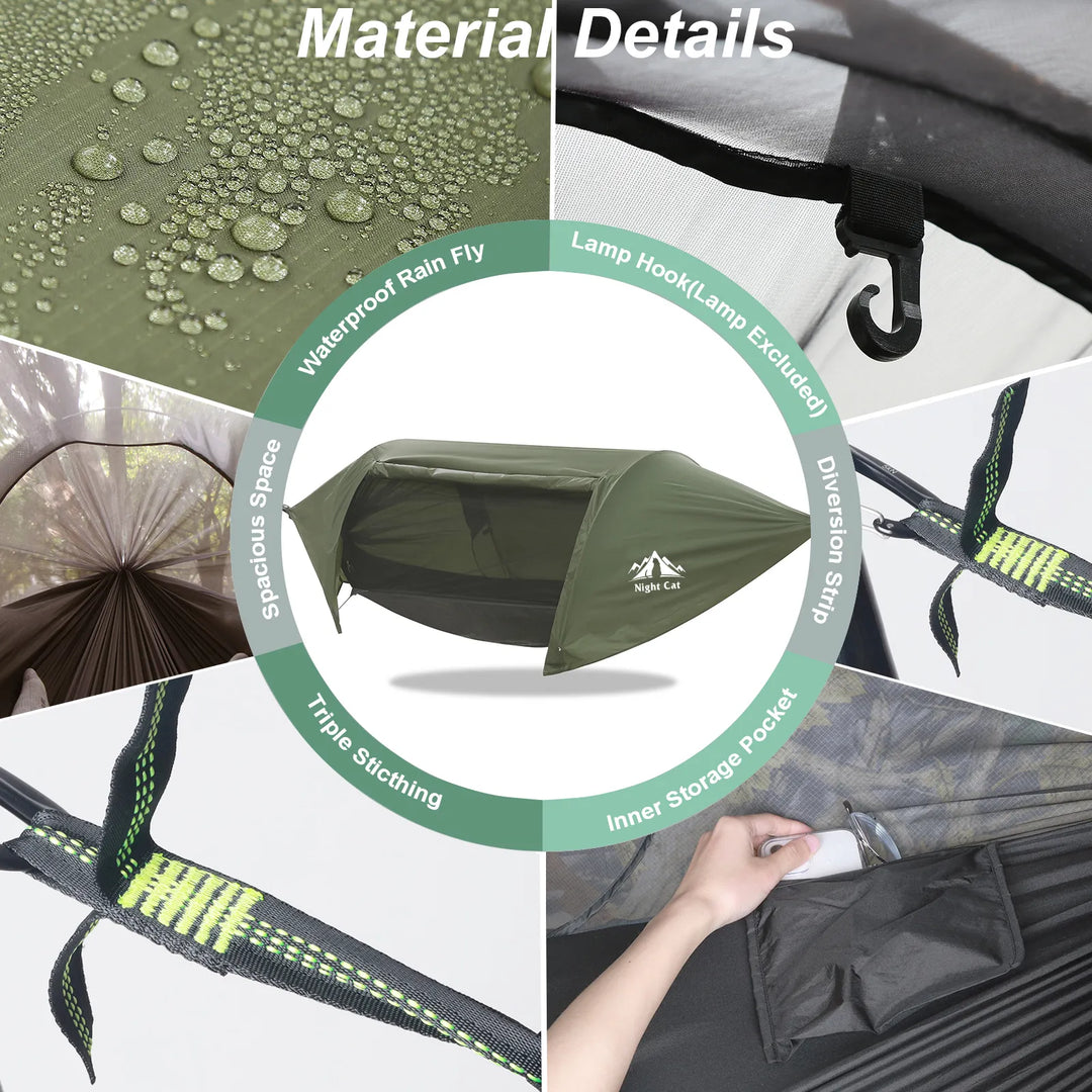 Night Cat Hammock Tent set up as a ground tent, HikeWare