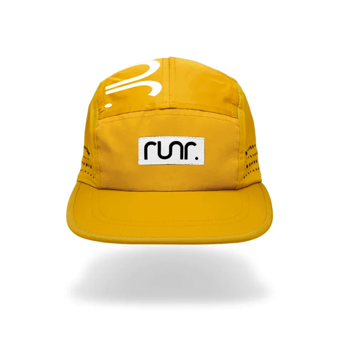 Runr Madrid technical running hat in mustard and white