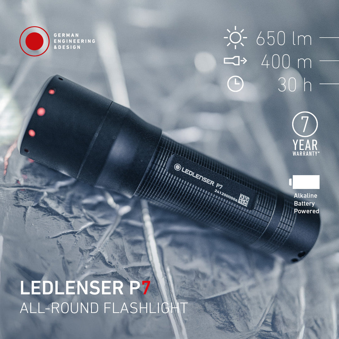P7 Battery Operated Torch 2025, 650 Lumens - HikeWare  