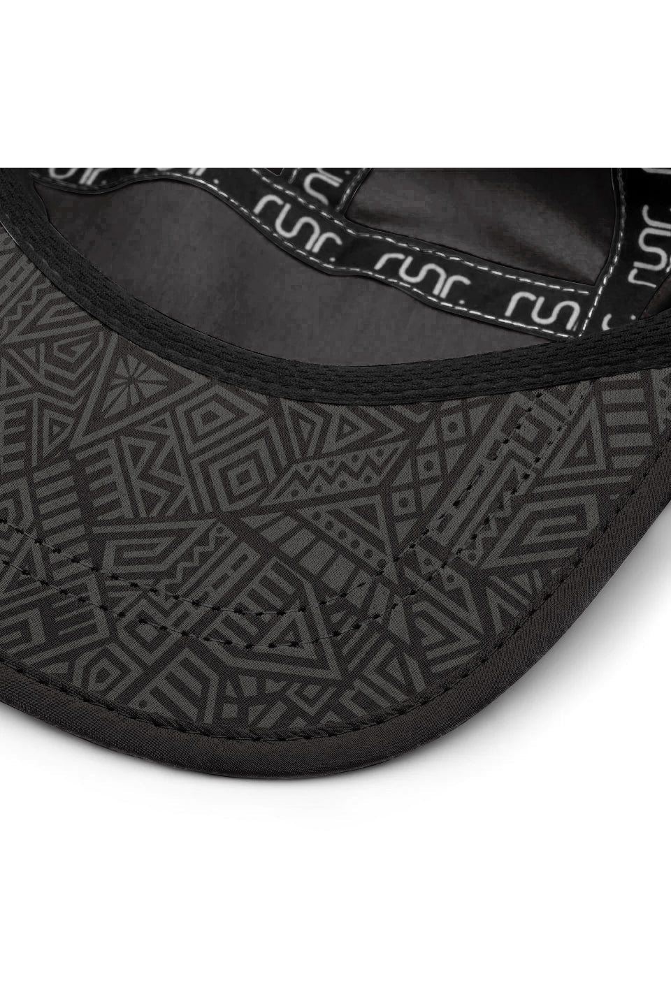 Runr Milan Blackout running hat - under-peak view