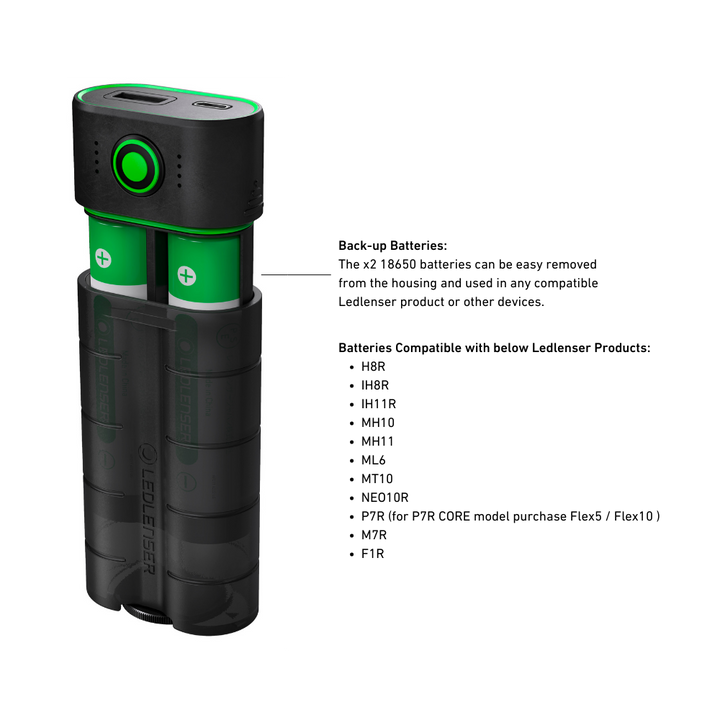 FLEX7 Li-ion Power Bank Plus 6800mAh, Includes 2 x 18650 - HikeWare  