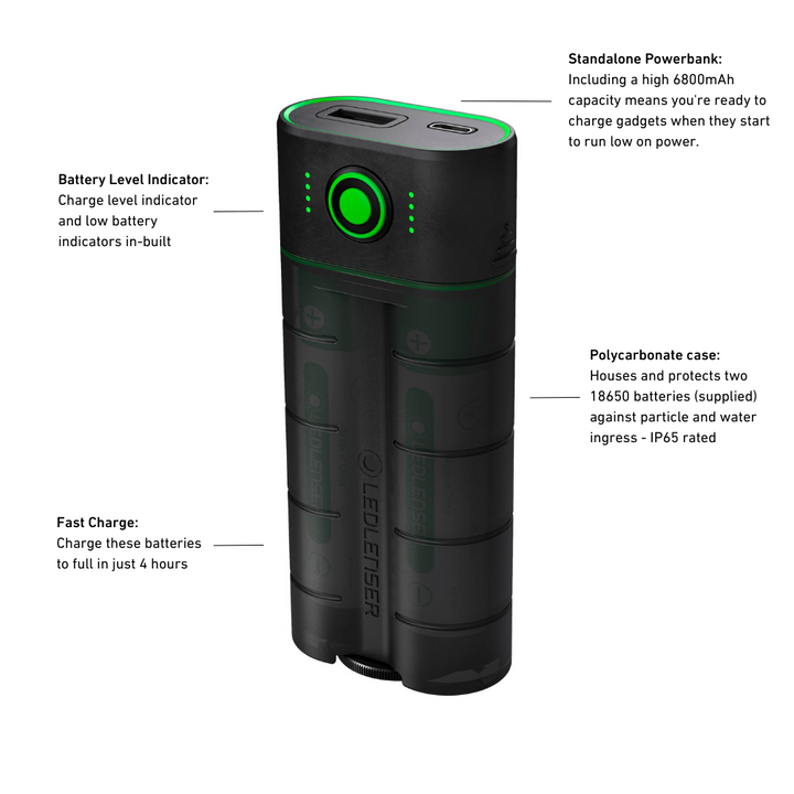 FLEX7 Li-ion Power Bank Plus 6800mAh, Includes 2 x 18650 - HikeWare  