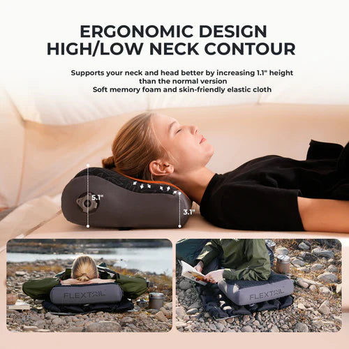 Flextail ZERO Pillow - B Shape Inflatable Camping Air Pillow (Thick Version) - HikeWare  