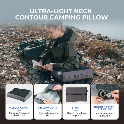Flextail ZERO Pillow - B Shape Inflatable Camping Air Pillow (Thick Version) - HikeWare  