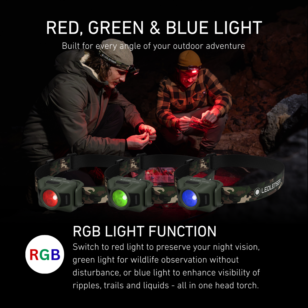 HF4R CAMO RGB Rechargeable Head Torch 2026, 650 Lumens