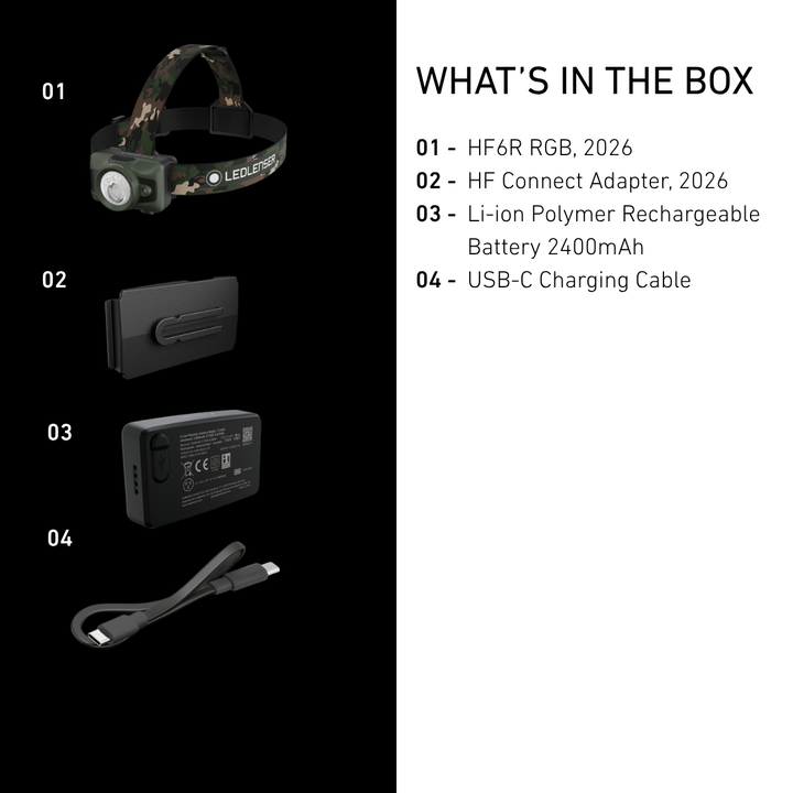 HF6R CAMO RGB Rechargeable Head Torch 2026, 900 Lumens