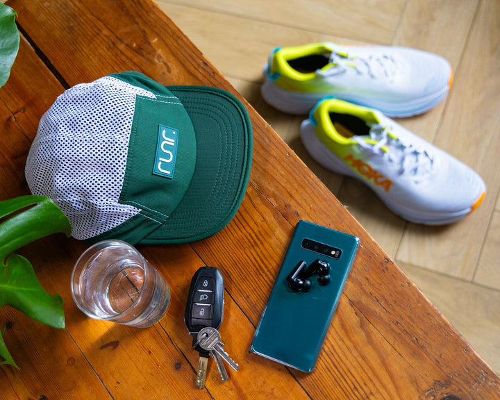 Runr Austin Airflow running hat worn on a run