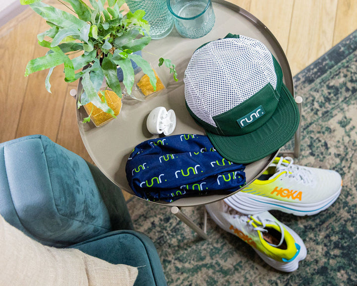 Runr Austin Airflow running hat worn outdoors