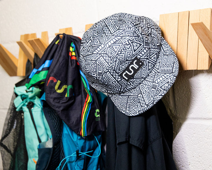Runr Santiago running hat - side view while running