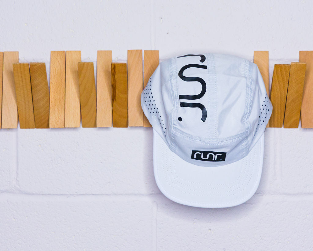 Runr Copenhagen running hat worn on a run