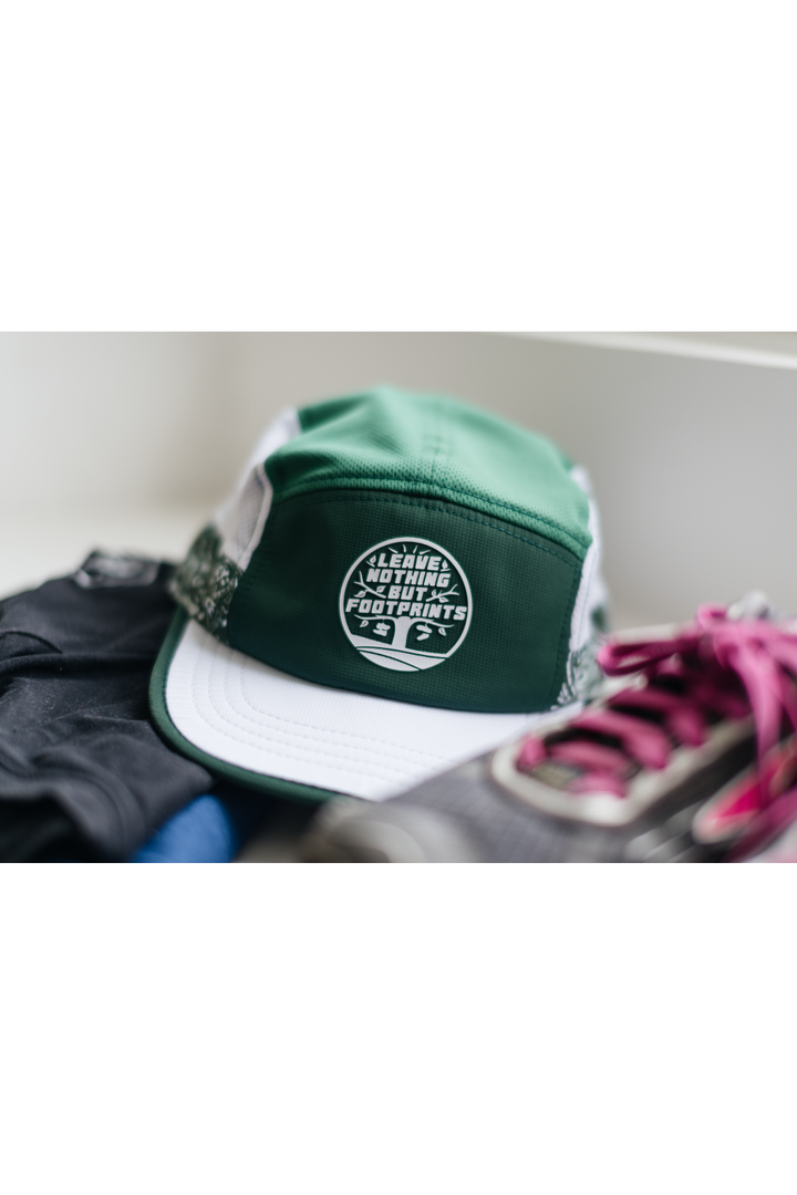 Runr Leave Nothing But Footprints running hat - front view