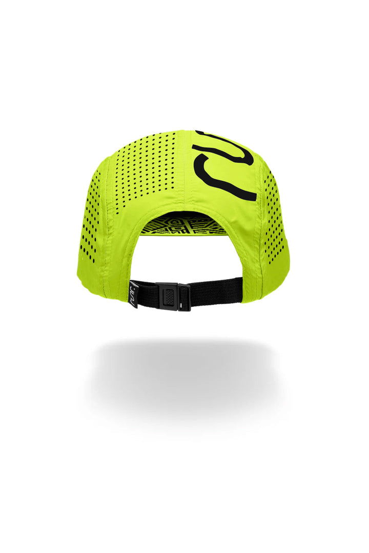 Runr Lumos reflective running hat in electric yellow - back view
