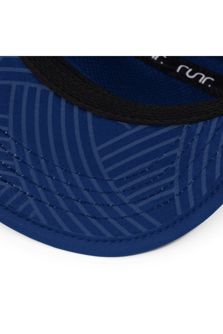 Runr Auckland running hat in navy - under-peak view