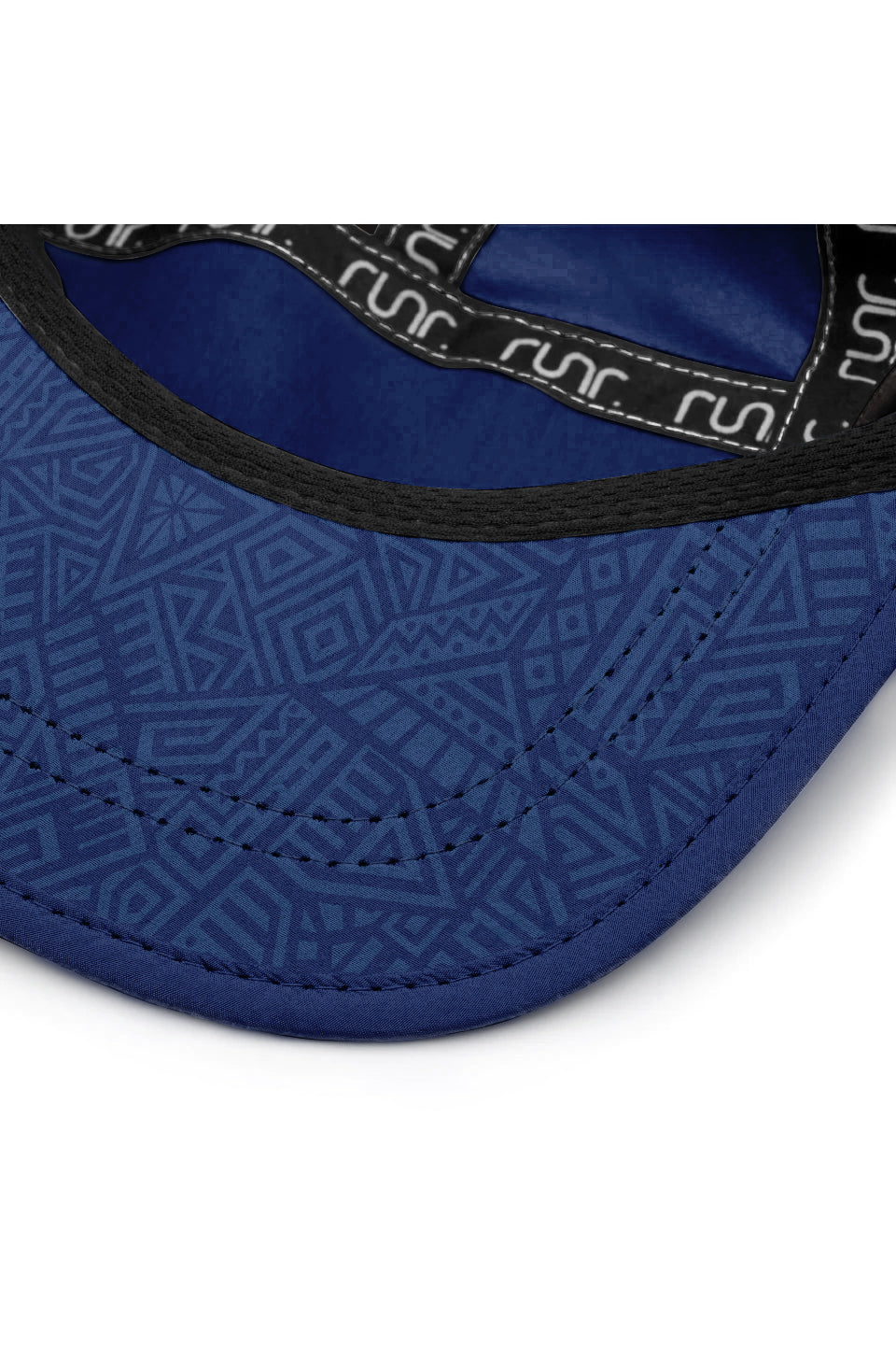 Runr Marseille running hat in navy - under-peak view