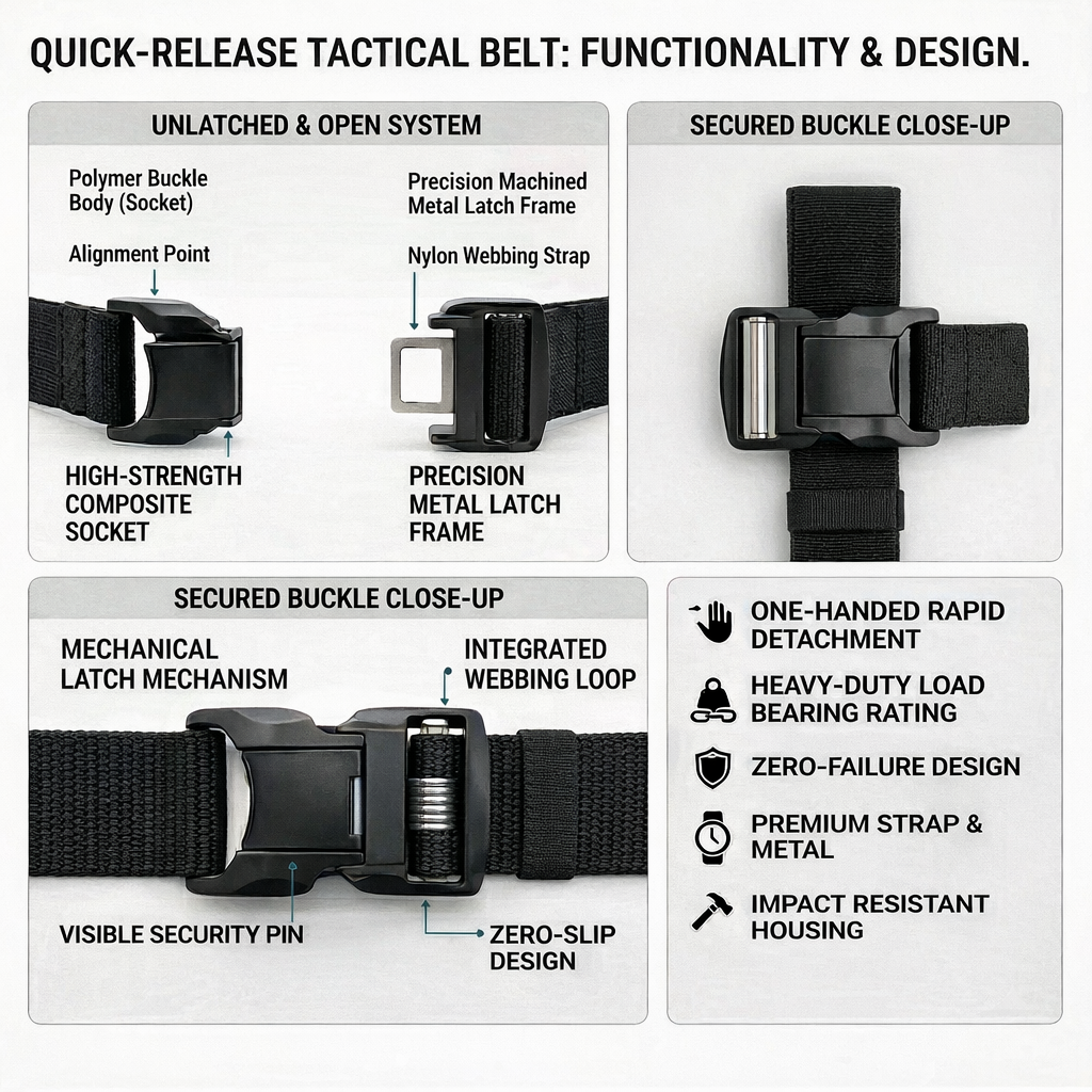 HikeWare™ Elastic Tactical Belt – Quick-Release Stretch Hiking Belt - HikeWare  