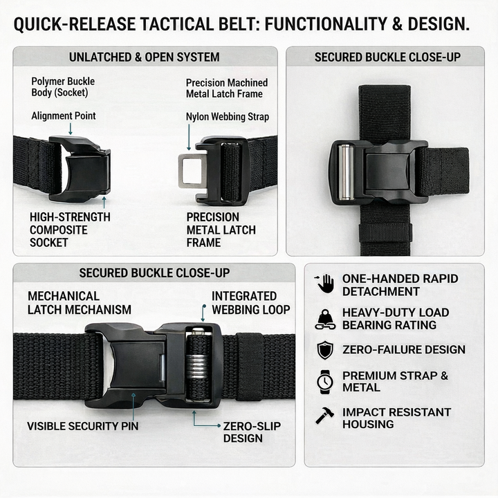 HikeWare™ Elastic Tactical Belt – Quick-Release Stretch Hiking Belt - HikeWare  