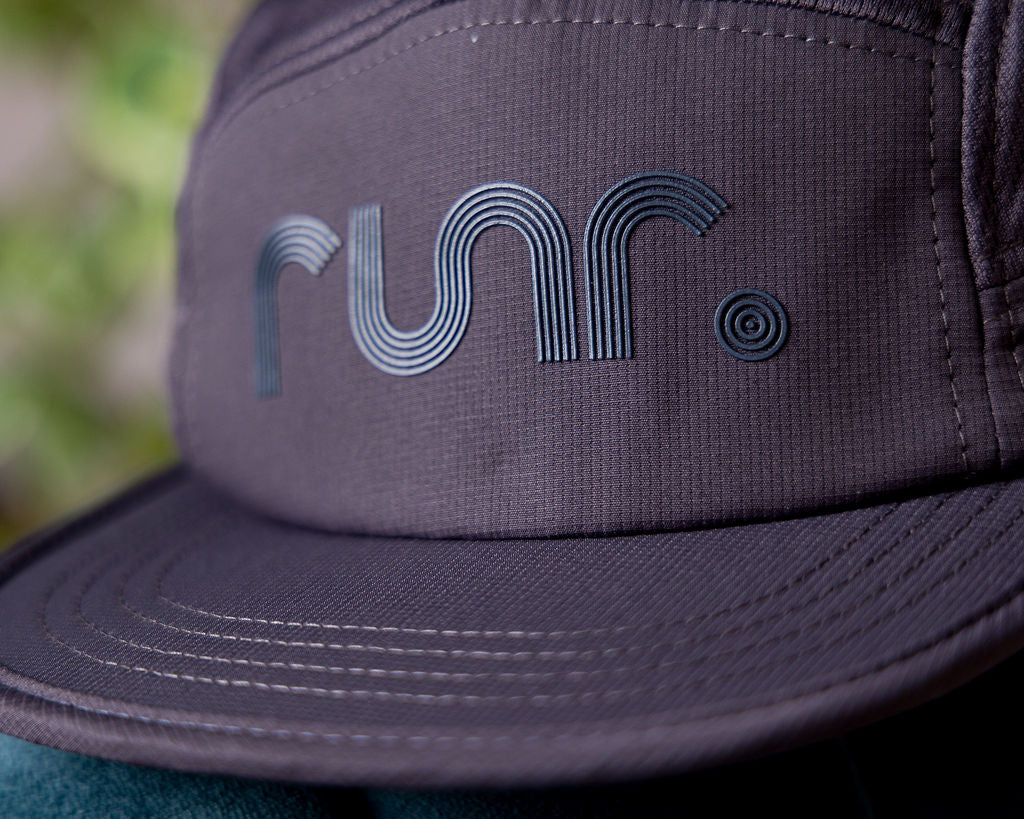 Runr Riga running hat worn on a run