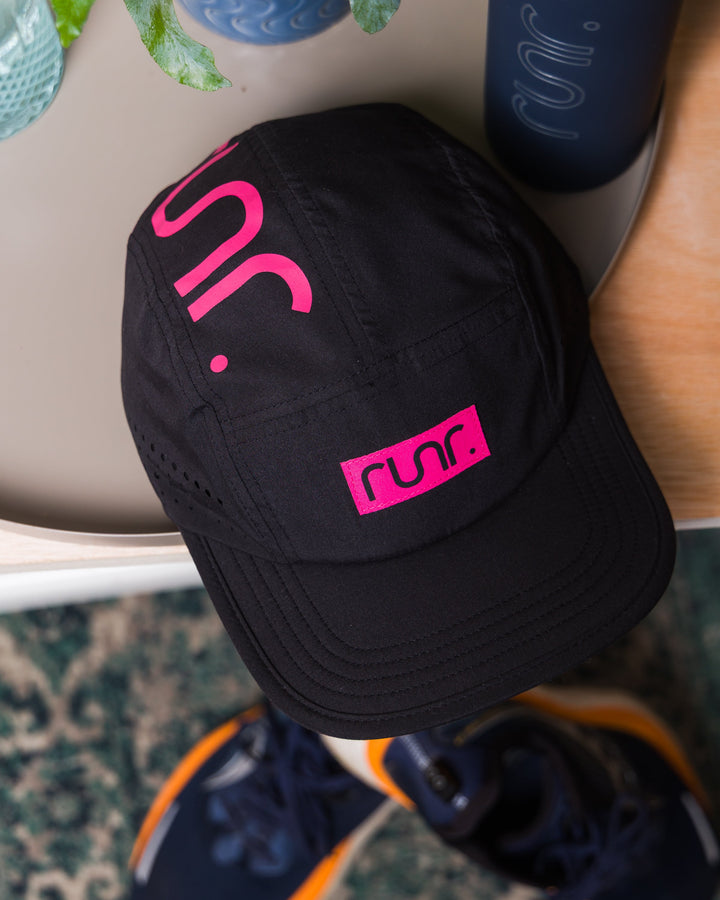 Runr New York running hat worn on a run