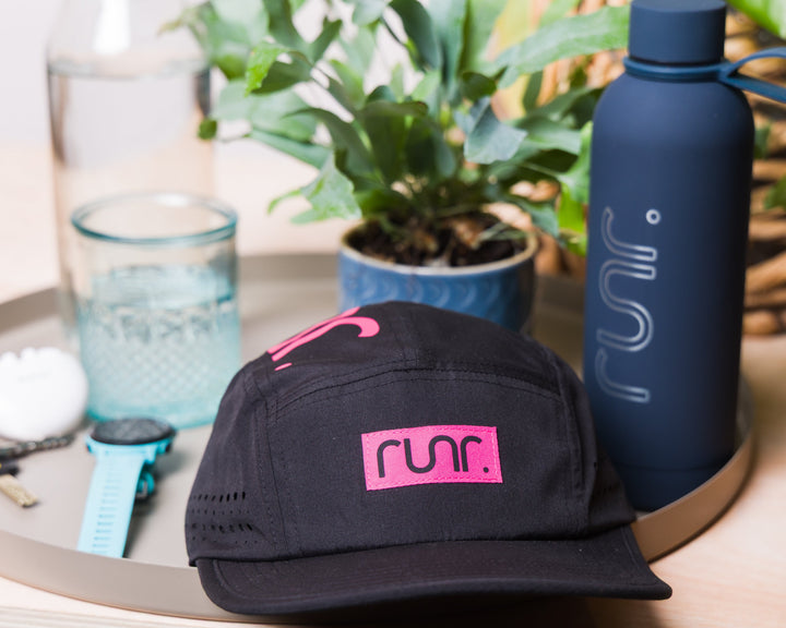 Runr New York running hat worn outdoors