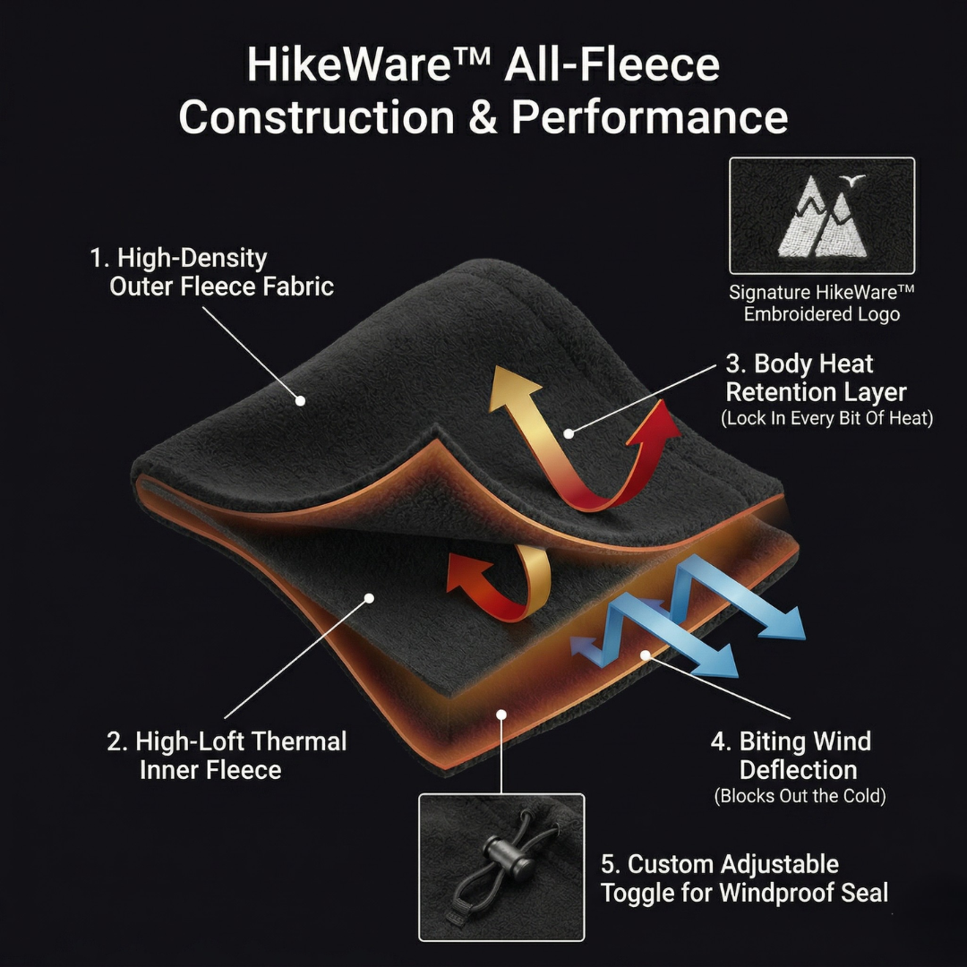 HikeWare Adjustable Thermal Fleece Snood | Windproof Neck Warmer &amp; Face Mask - HikeWare  