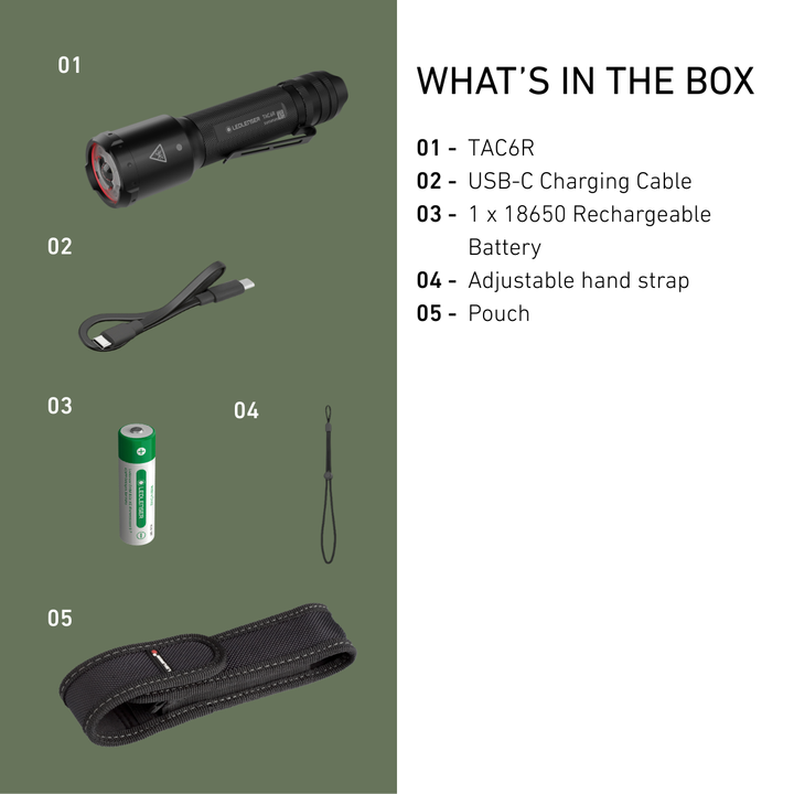 TAC6R Tactical Rechargeable Torch 2026, 2000 Lumens - HikeWare  