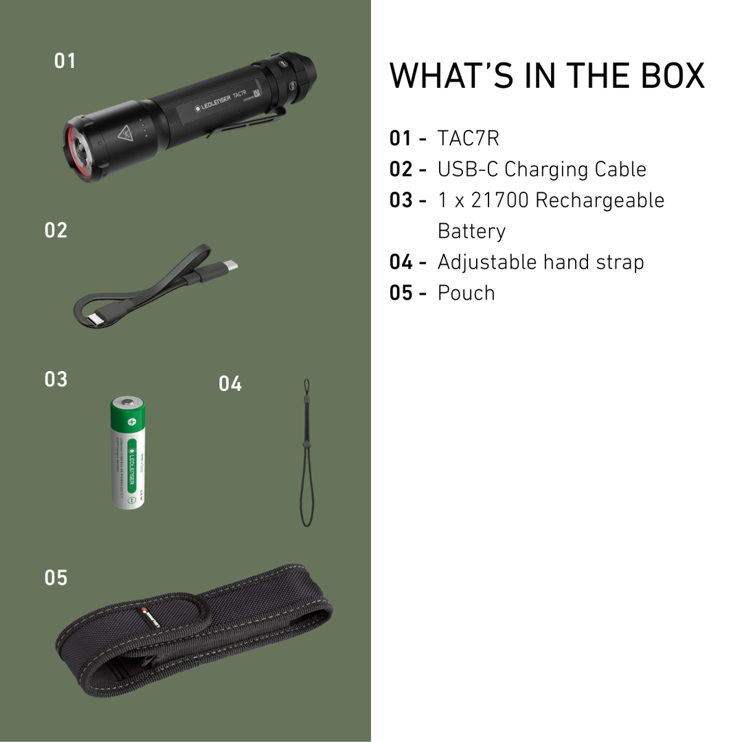 TAC7R RGB Tactical Rechargeable Torch 2026, 3200 Lumens - HikeWare  