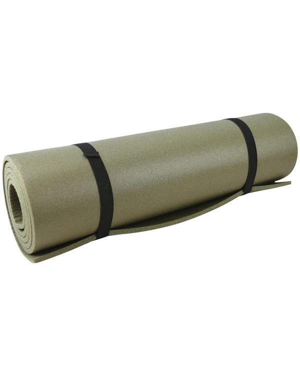 Kombat olive green military-style roll mat rolled up and secured with straps