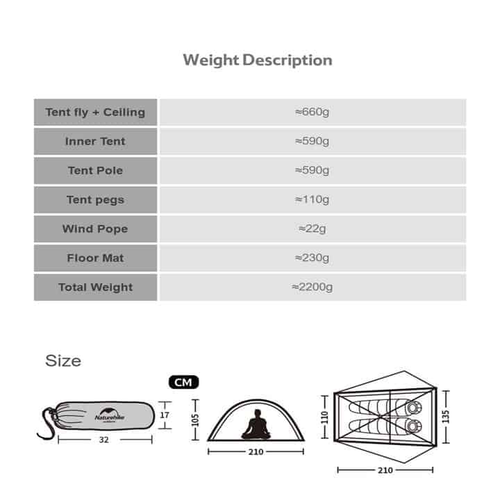 Naturehike Nebula 2, 2 Man tent 4 Season