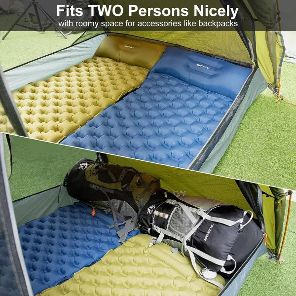 Inside the Night Cat 2 person tent with two sleeping mats and room for backpacks
