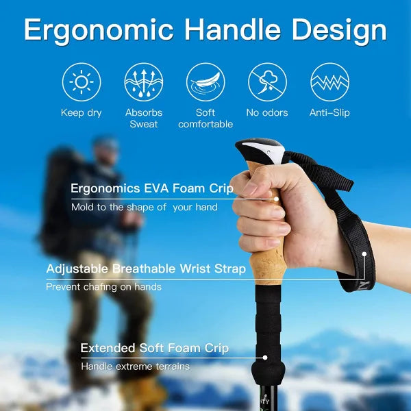 Night Cat trekking pole ergonomic EVA foam grip and adjustable breathable wrist strap