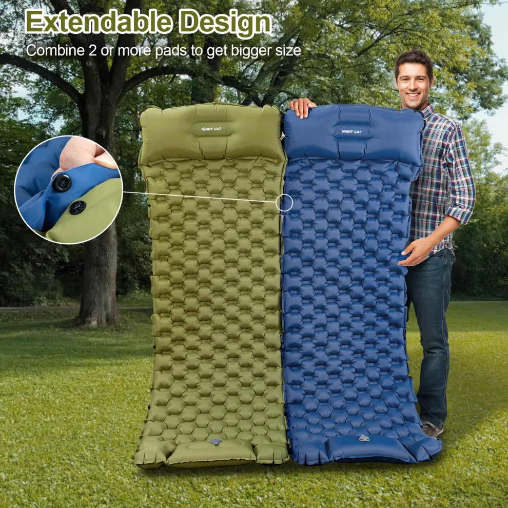 Two Night Cat sleeping pads joined side by side to make a double mat