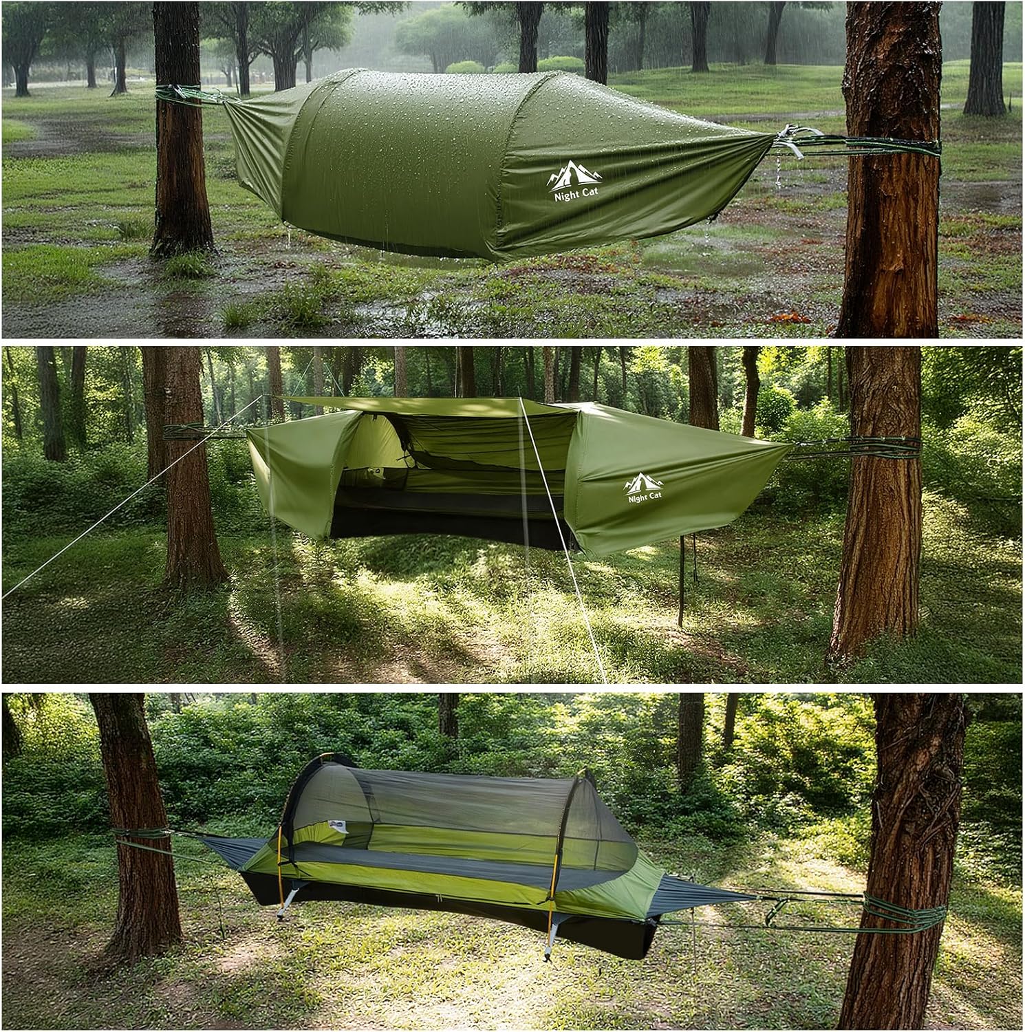 Night Cat Pro Flat-Lay Hammock Tent with Sleeping Pad – Complete Camping System