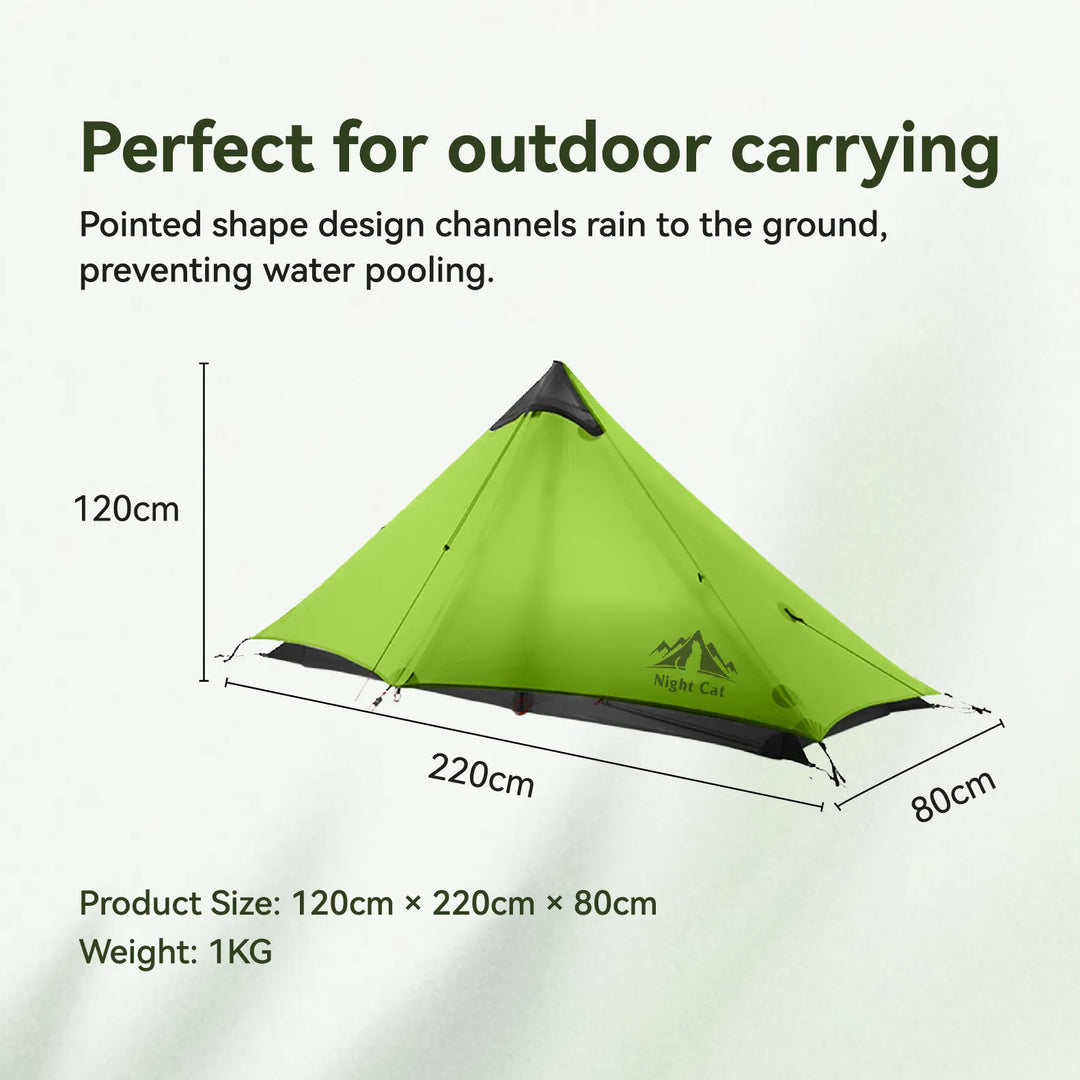 Night Cat Lightweight Tent Dimensions Diagram - Spacious and Durable Design, Available on HikeWare
