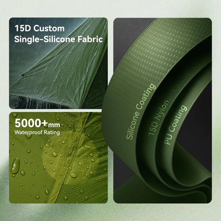 Night Cat Tent Showcasing Waterproof Technology with 5000MM+ Silicone and PU Coating on 15D Nylon Fabric - Available on HikeWare