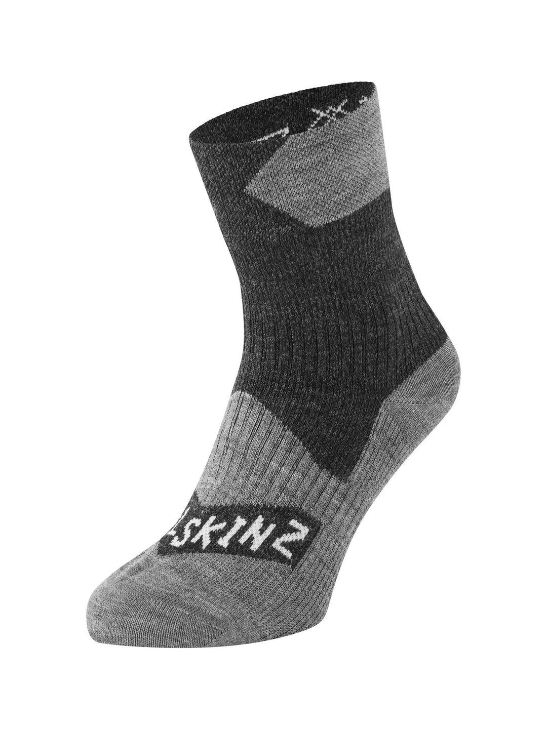 Sealskinz Bircham waterproof ankle length sock in black and grey marl