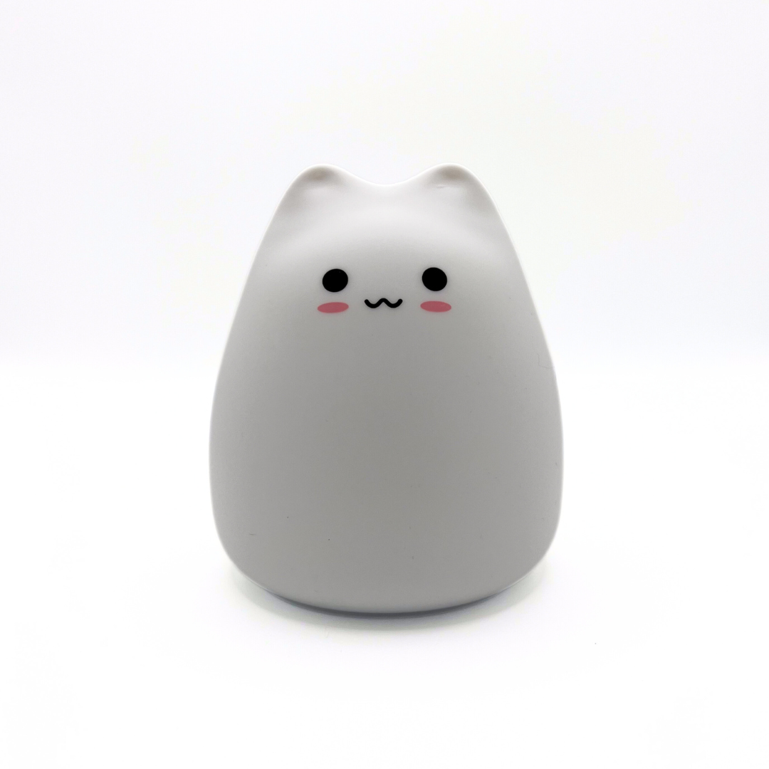Silicone cat lamp night light switched off, white cat face design