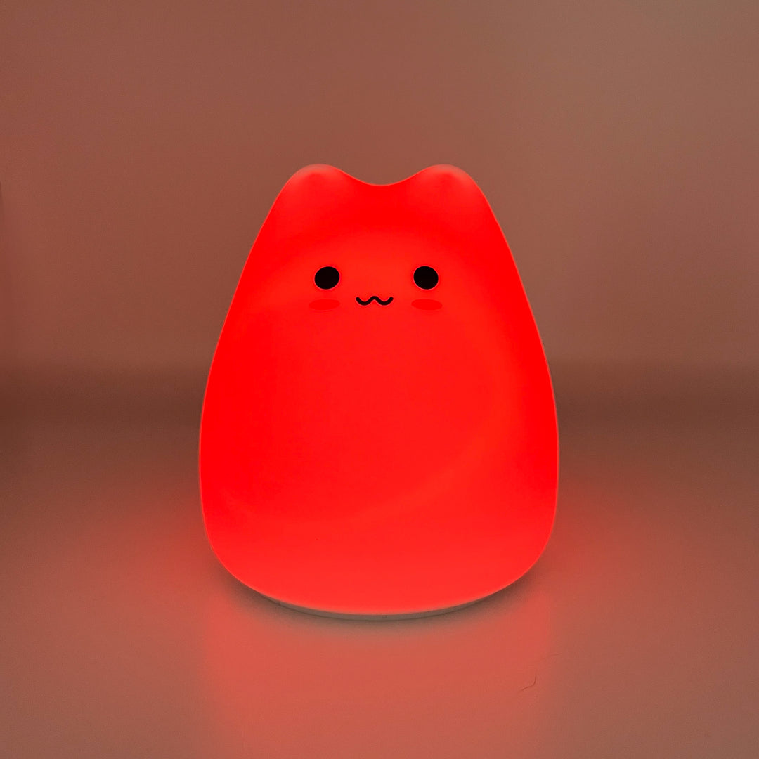 Silicone cat night light glowing red