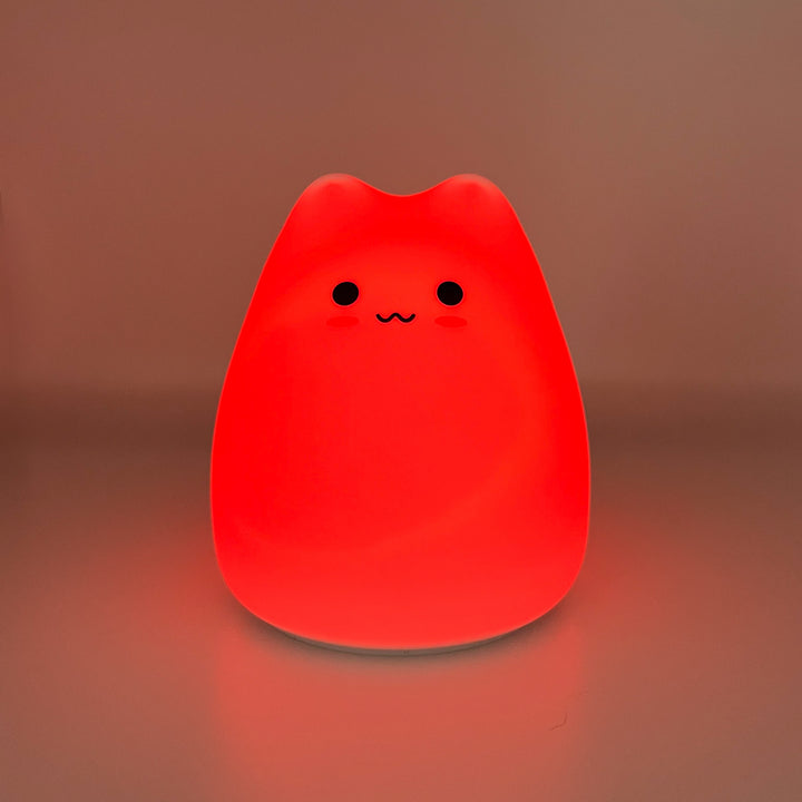 Silicone cat night light glowing red