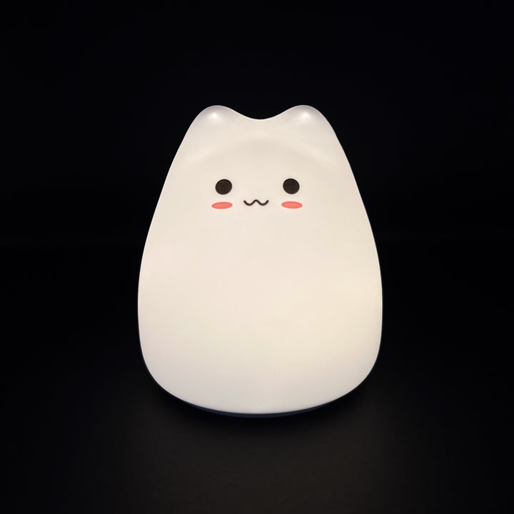 Silicone cat lamp night light glowing white in the dark