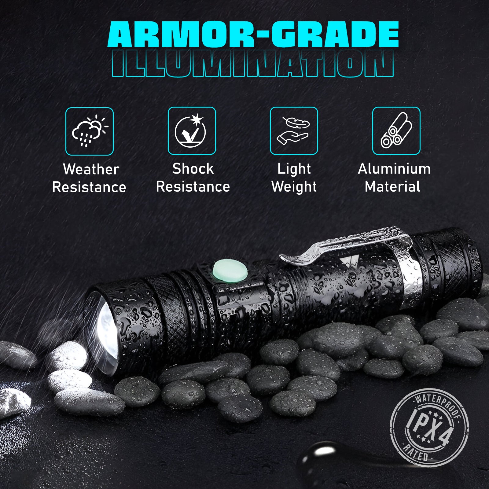 HikeWare Ultra Bright LED Flashlight. Waterproof, Zoomable, USB Rechargeable - HikeWare  Experience the power of HikeWare's Ultra Bright LED Flashlight. Waterproof, lightweight, and 10x brighter than incandescent lights.
