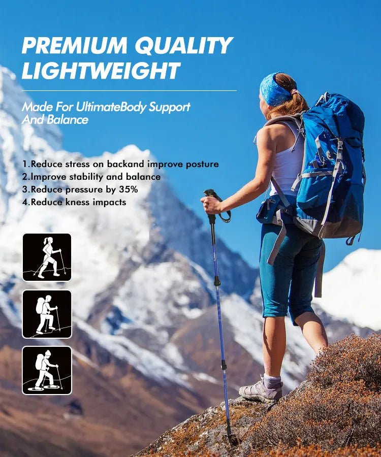 KingGear Aluminium Hiking Poles - HikeWare  Discover KingGear hiking poles – your perfect outdoor adventure companion! With durable design, anti-slip cork handles, and adjustable straps.