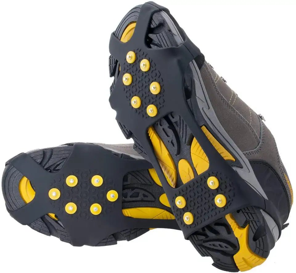 Silicone Ice Crampons With 10 Steel Studs - HikeWare  Stay safe on ice, snow, and wet surfaces with our Silicone Ice Crampons. Made for all footwear, they're designed for traction and non-slip grip.